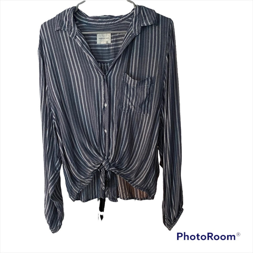 American Eagle striped button down blouse size M